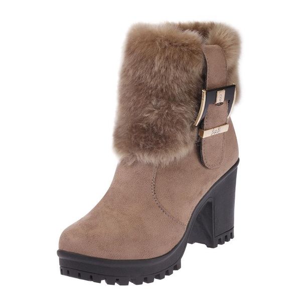2020 autumn and winter new women's shoes warm women's boots belt buckle non-slip european and american short tube martin boots, Black